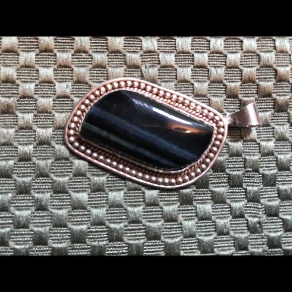 Black Agate Cabochon Pendant - Picture 1 of 4